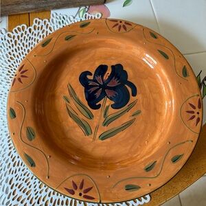 Hand-Painted Floral Ceramic Plate